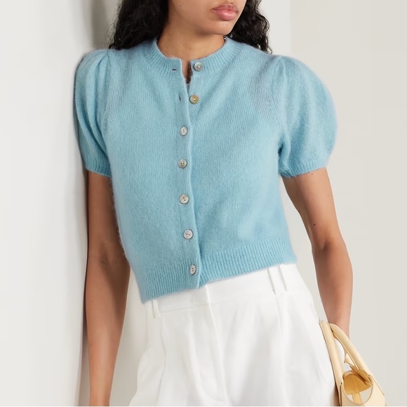 NWOT Doen Anisa Knitted Cardigan in Glass Slipper light blue XS